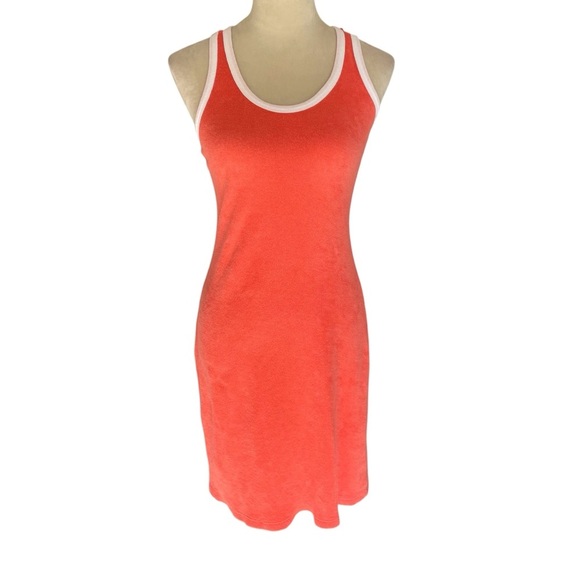 Sundry Ringer Racerback Cotton Terry Fabric Mini Orange Peach Dress Women Size S - Picture 3 of 8